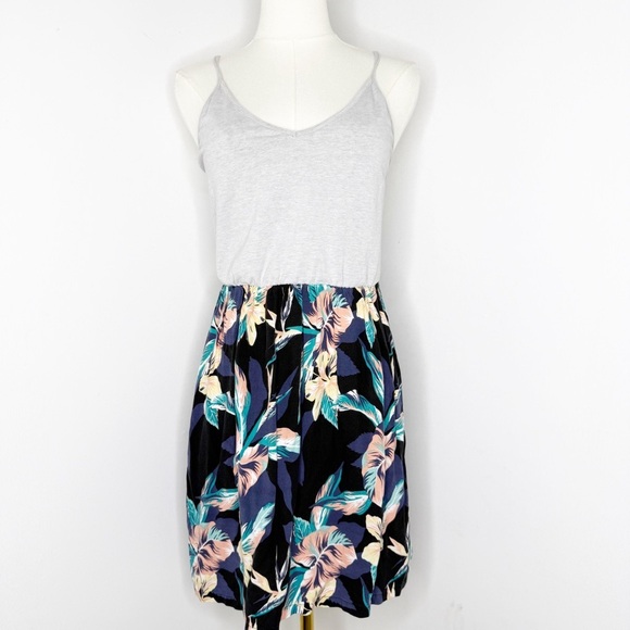 Roxy Gray Floral Print Tank Dress Women’s Size Small - Picture 1 of 6